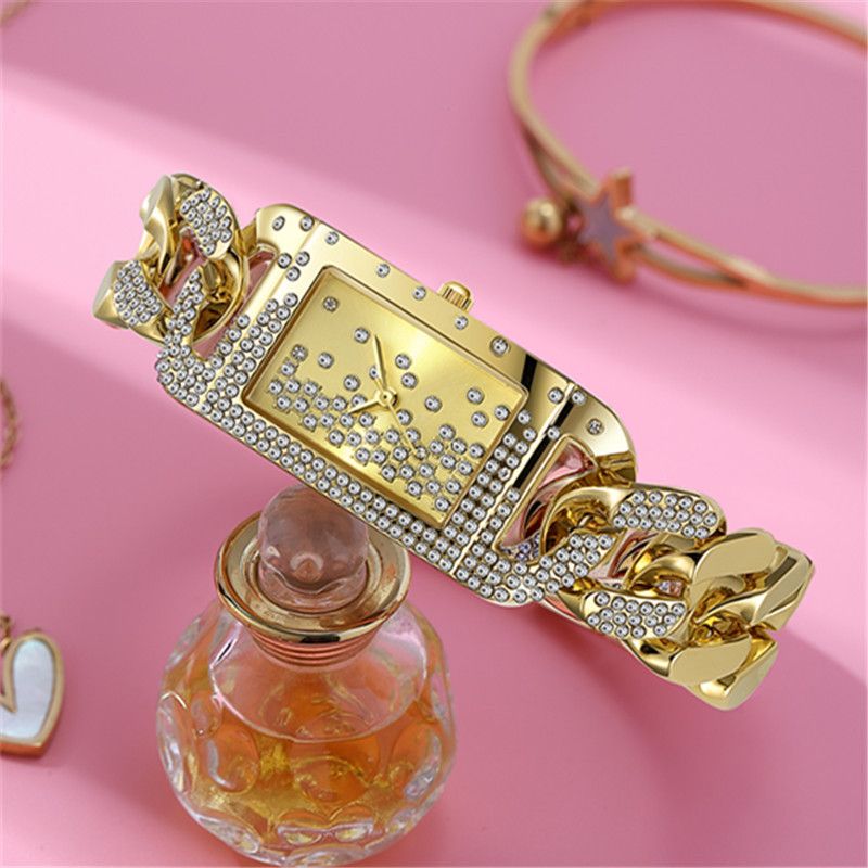 Women's Elegant Square Crystal Watch - Fashionable Quartz Watch With Rhinestones For Girls And Students, Stainless Steel Clasp Quartz Watch Jewelry_voghion.com
