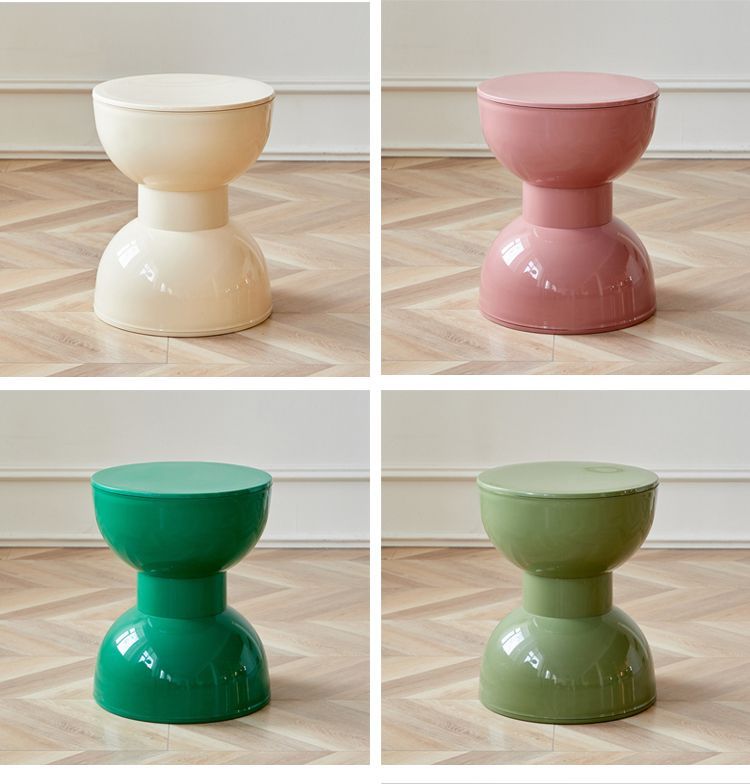 Mesa de centro nórdica de plástico color crema para comedor, sala de estar, pequeña y creativa, redonda, para entrada, cambiador de zapatos_voghion.com