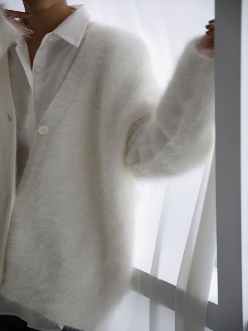 Women's Clothing Simple Comfortable Solid Color Furry Cardigan Button Loose Gold Mink Velvet Jacket _voghion.com