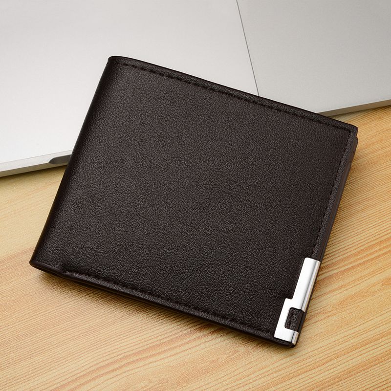 Nueva cartera informal de cuero con borde de hierro para hombre_voghion.com