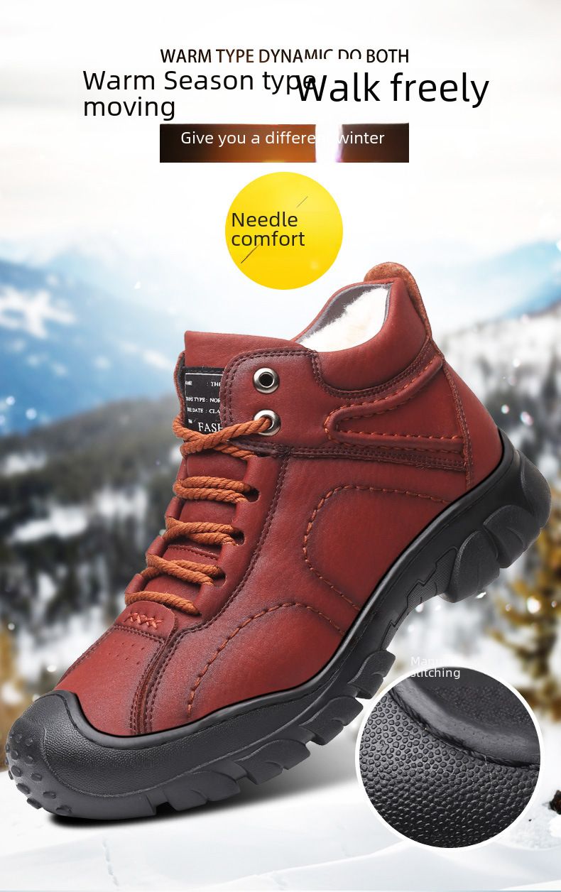 Herrenschuhe Baumwollschuhe Herrenpelzschuhe Wollwinter Fleece-gefütterte warme verdickte High-Top Anti-Rutsch-Schneestiefel für Herren im Nordosten_voghion.com