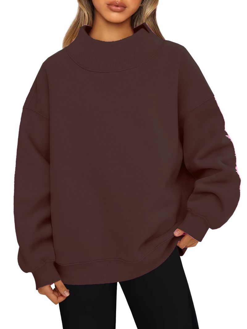 Women's sweatshirt long sleeve turtleneck pullover sweatshirt casual sweatshirt fleece top_voghion.com
