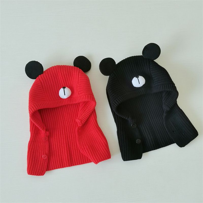 Berretti per bambini Cappello intero per bambini, ragazzi e ragazze, simpatico paracollo a forma di orso, lavorato a maglia calda_voghion.com
