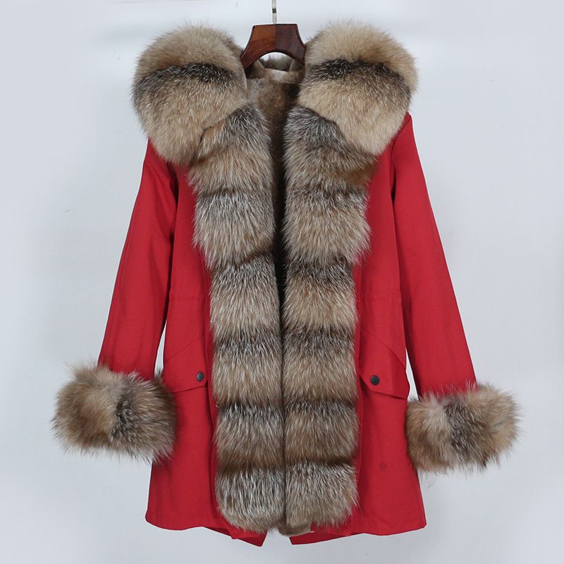 Naisterõivad Parker Fur Winter eemaldatava voodriga keskmise ja pika rebase karusnahast mantel_voghion.com