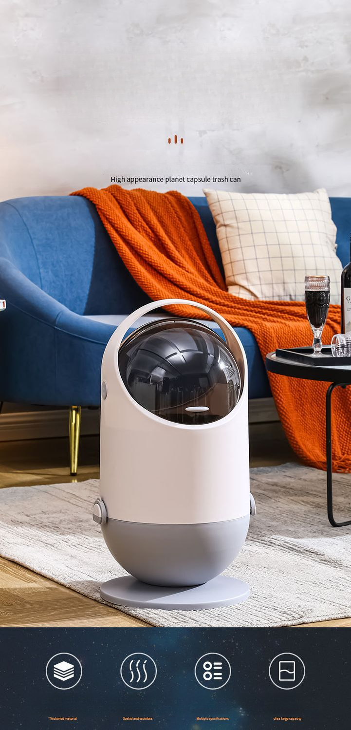 Flip-top Trash Can Household Bathroom Wastebasket Kitchen Living Room Astronaut Robot Toilet Paper Basket_voghion.com