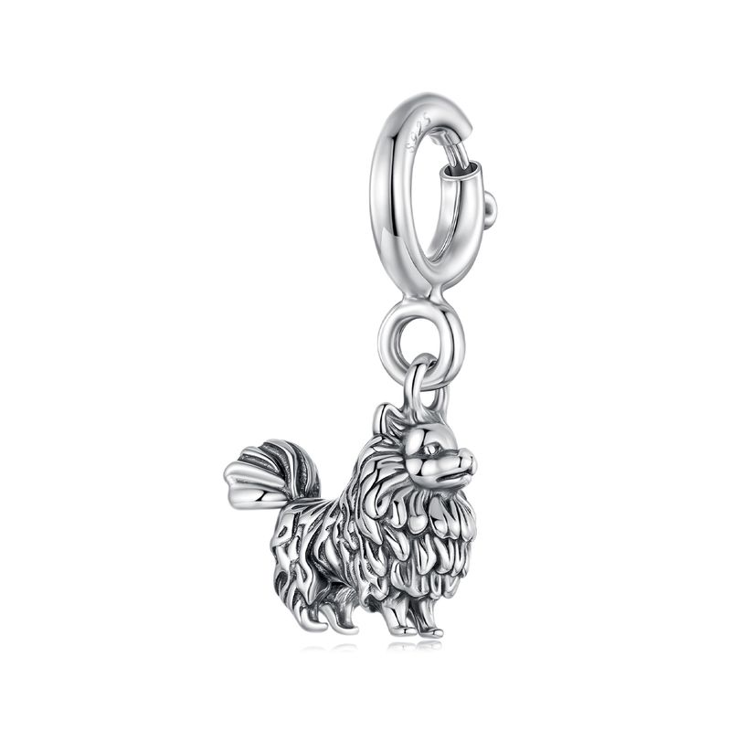 Medaillon-Anhänger mit Pomeranian-Motiv, Sterlingsilber_voghion.com