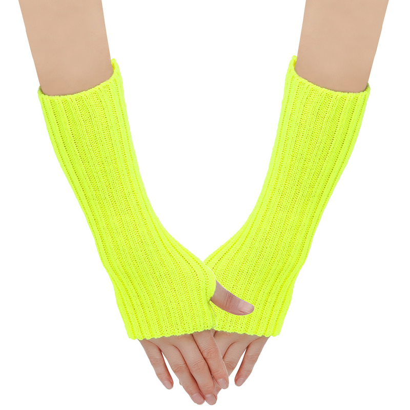Autumn Winter Long Gloves For Men And Women, Sleeves, Half Finger, Fingerless, Warm Arm Covers, Knitted Gloves,_voghion.com