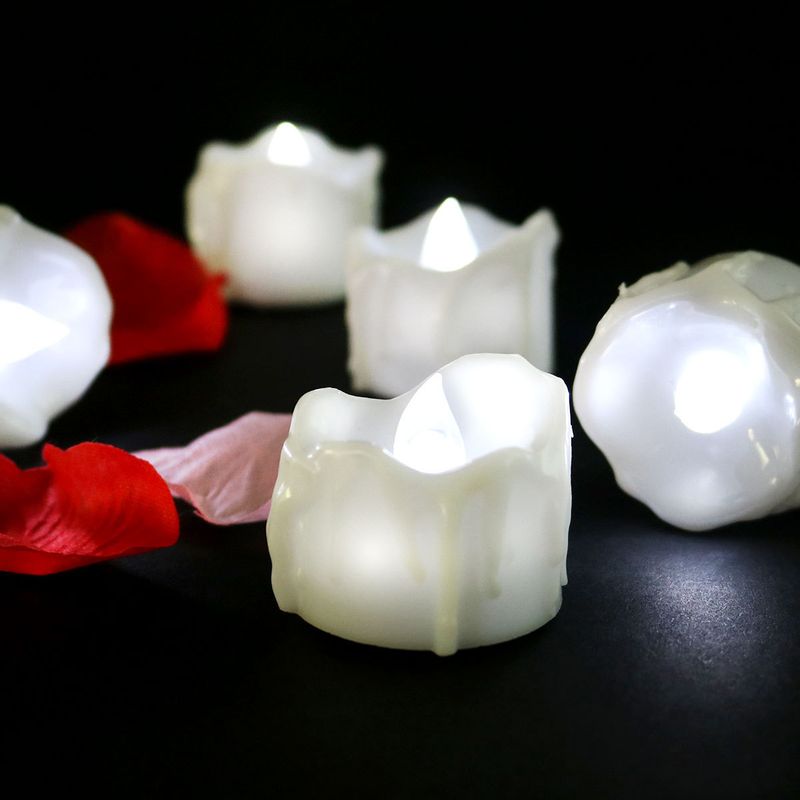 Bougies LED télécommandées – Effet scintillant et goutte d'eau pour anniversaires, mariages, Halloween et Noël (blanc chaud/froid/jaune, lot de 6)_voghion.com