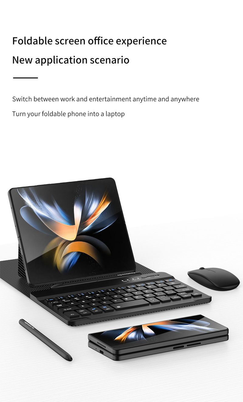 For Samsung Galaxy Z Fold 2 3 4 5 6 Wireless Minutes Of Meeting Record Mini Bluetooth Mouse Pen Keyboard Case_voghion.com