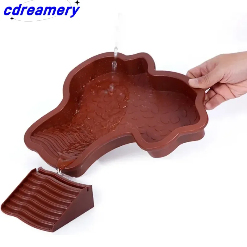 Turtles Bathing Pool Water Bowl With Slip Proof 35x28.50cm Friendly Habitat With Steps For Reptiles Resting And Soaking_voghion.com