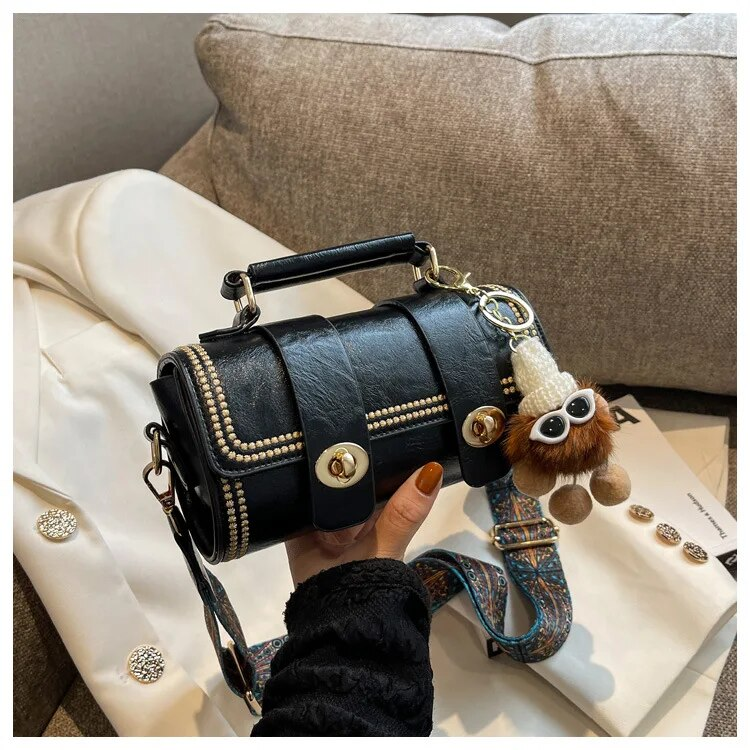 Mini Rtro Fmal Bags PU Lathr Fashion Cross Body Handbags With Advancd Sns Singl Shouldr Portabl Cylindr_voghion.com