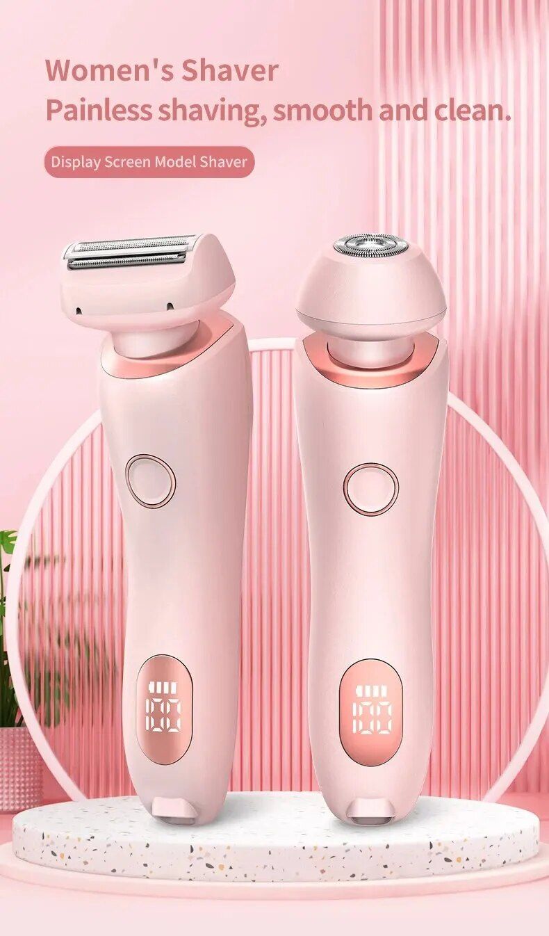 Maquinillas de afeitar eléctricas para mujer 2 en 1, afeitadoras faciales de Bikini, depilación para axilas, piernas, recortadora corporal para mujer, resistente al agua IPX7_voghion.com
