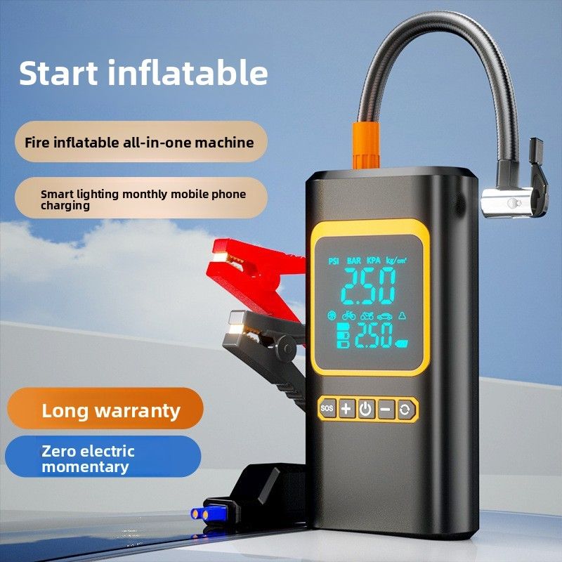 Autobatterie mit Dianbao-Reifenluftpumpe, 12 V, Notstart-Stromversorgung, Autoluftpumpe, multifunktionales Fahrzeug_voghion.com