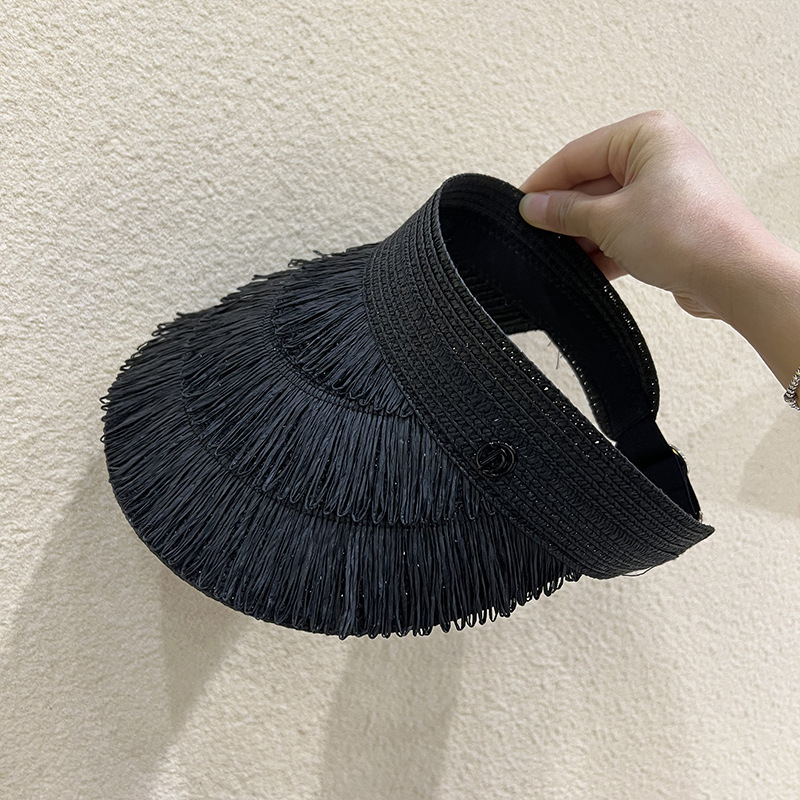 Top vuoto da donna in tessuto erboso, protezione da spiaggia, ombreggiatura, cerchietto per capelli da esterno, cappello in erba con lingua d'anatra, primavera e_voghion.com