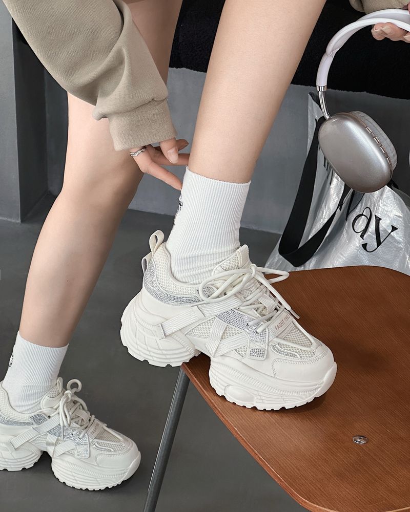 Real Leather Dad Increase Height In 2025 Spring And Autumn New Style Rhinestone Versatile Display High Thick Sole Small_voghion.com
