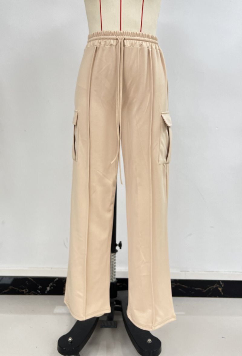 Pantalon de jogging ample et large pour femme avec poches pour la course, l'entraînement et les tenues décontractées - Pantalon de détente confortable en polyester pour toutes les saisons_voghion.com