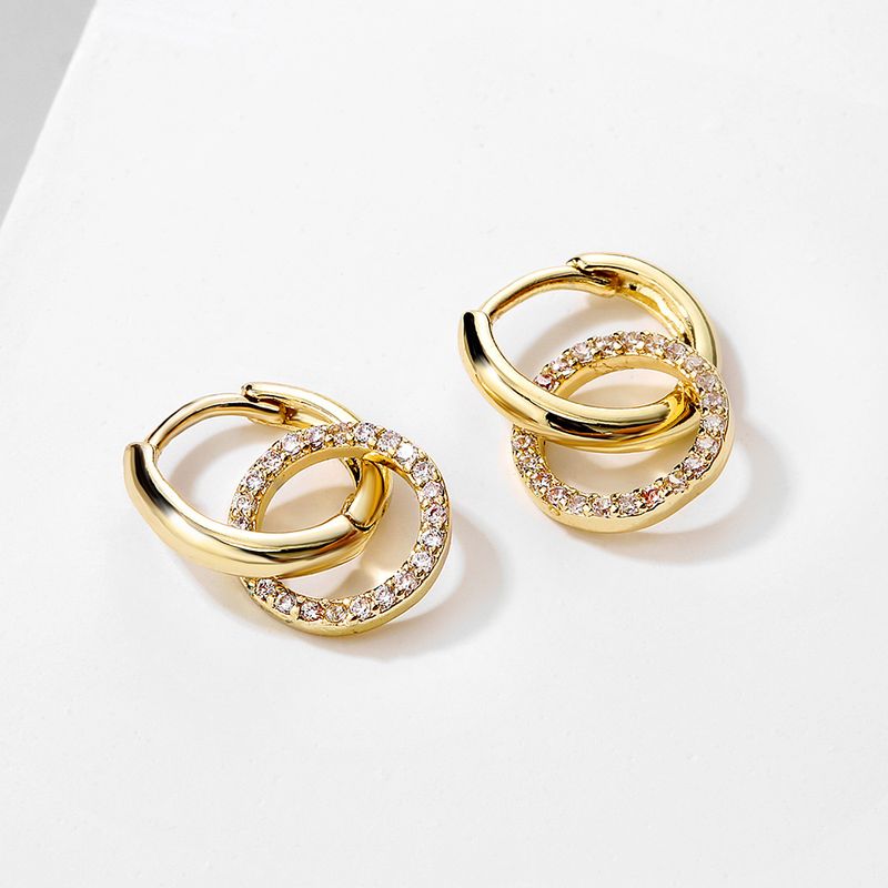 Women's Jewelry Geometric Circle Earrings With Micro-Paved Zirconia, Minimalist Elegant Hoop Earrings For Daily Wear Temperament Earrings_voghion.com