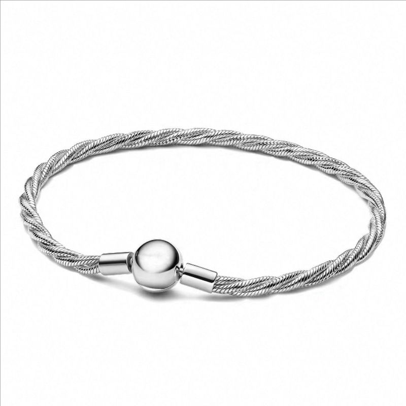 Bracelet Panjia Doras en forme d'aile avec boucle ronde, chaîne en os de serpent argentée et unie, décoration DIY, neutre, peut être perlé_voghion.com
