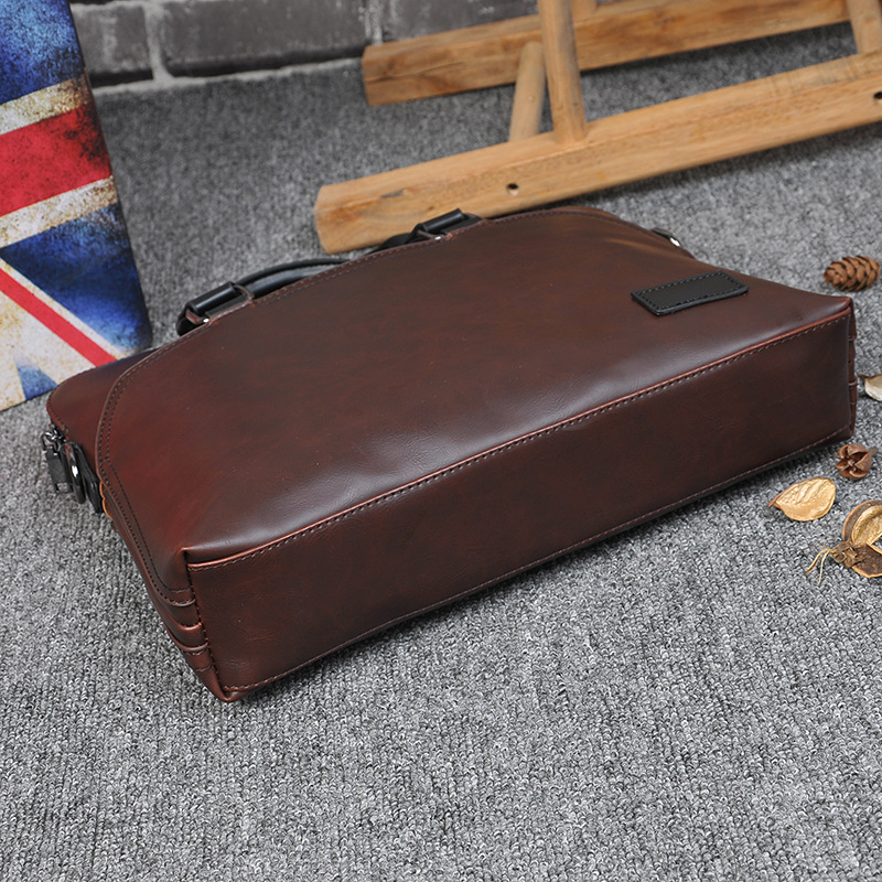 Cartella portatile casual da lavoro, borsa a tracolla in pelle PU retrò di tendenza alla moda, borsa per computer_voghion.com