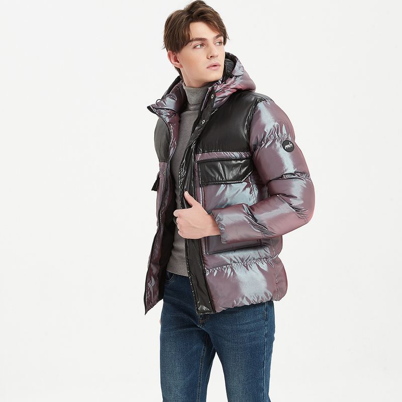 Chaqueta de algodón con capucha de invierno para hombre con diseño reflectante - Parka holgada de gran tamaño para uso informal y al aire libre (S-XXL, morado)_voghion.com