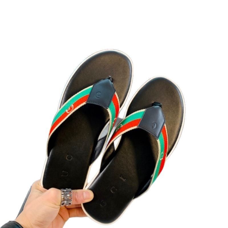 Double G Letter Flip Flops For Men, Anti Slip, Worn The Beach, Durable, Personalized, Clip On Slippers, Casual And_voghion.com
