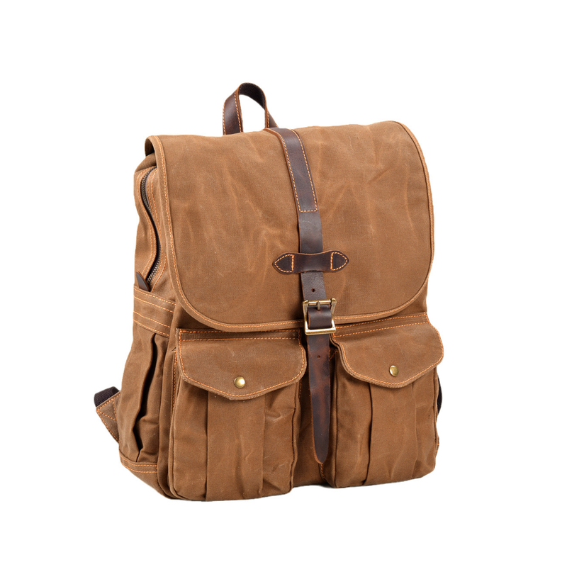 Mochila Mukuan de lona encerada para hombre, modelo 2025, para acampar al aire libre, senderismo, impermeable, informal, para portátil de 16 pulgadas_voghion.com