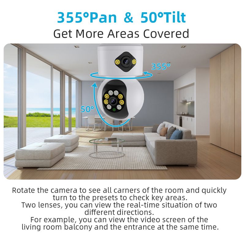 ICSEE 6MP WiFi IP Babymonitor med dobbel linse Farge Nattsyn Menneskelig Automatisk Sporing Video Smart Hjem Overvåkingskamera_voghion.com