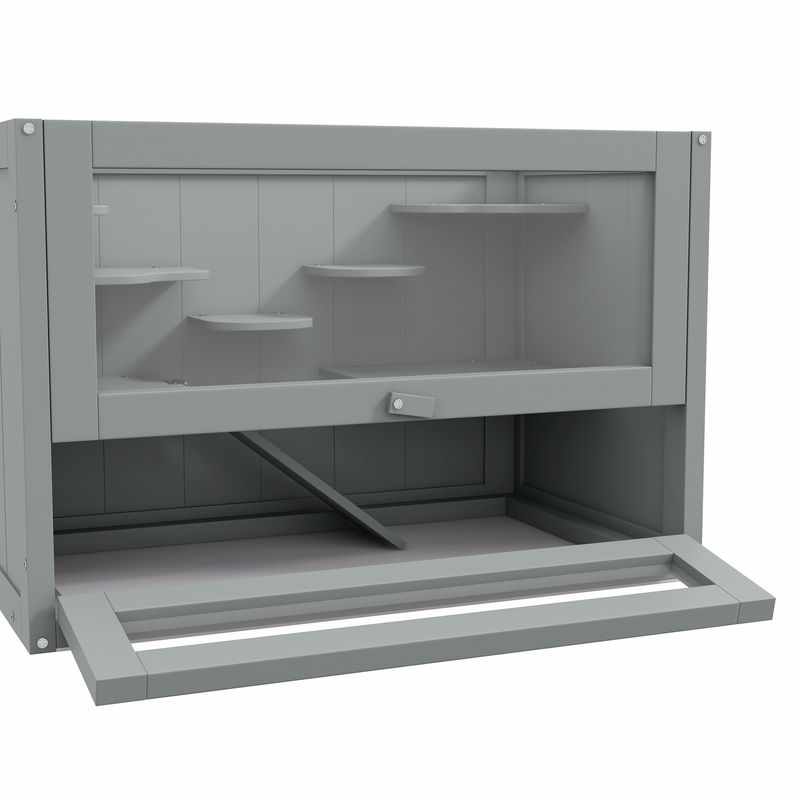 PawHut 2-Level Hamster Cage Mice and Rat House, Small Animal Habitat for Guinea Pigs, Chinchillas with Openable Top, Front Door, Shelf and Ladder, Gra_voghion.com