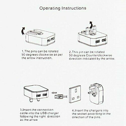 UK Netz 3 Pin Stecker Adapter Wand Ladegerät Mit 2 USB Ports Für Telefone Tablets CE_voghion.com