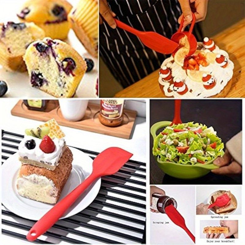 5-Pack Heat Resistant Silicone Spatulas Set Non-Stick Seamless Scrapers For Baking Mixing Cooking Kitchen Tools_voghion.com