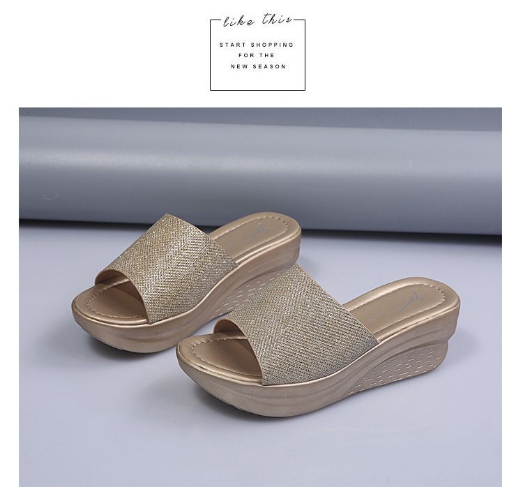 Slippers Women's Sequined Summer New Roman Platform Wedge Slippers Women's Simple Sandals Women's_voghion.com