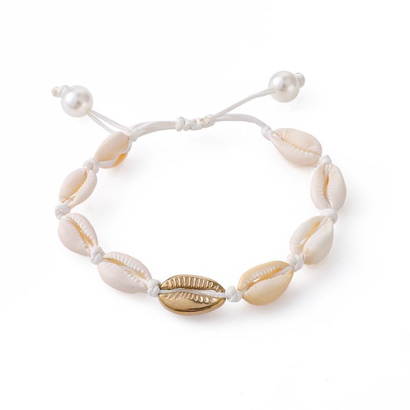 Nueva pulsera de cuerda tejida a mano con conchas personalizada y artesanía ajustable_voghion.com