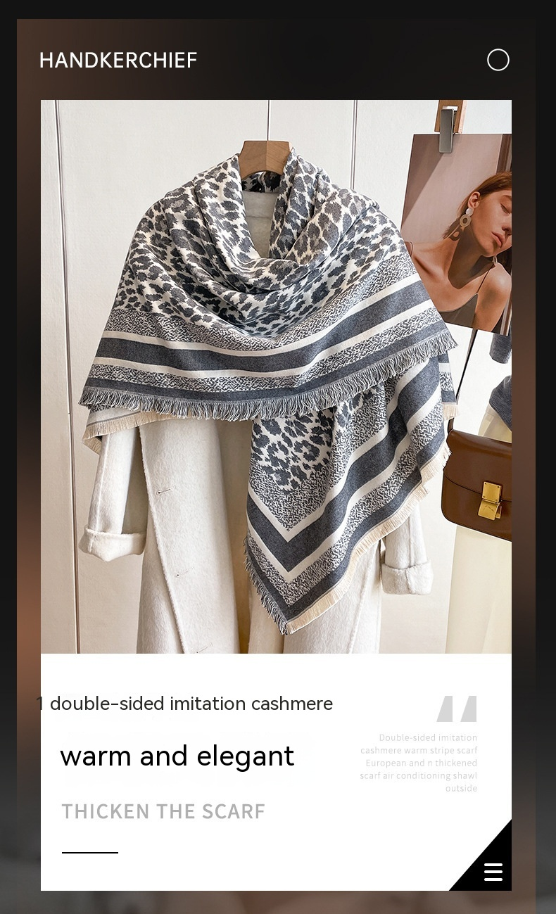2023 neue Leopard Muster Platz Koreanische Version Vielseitig Warme Kaschmir Schal Verdickt frauen Neck Mantel_voghion.com