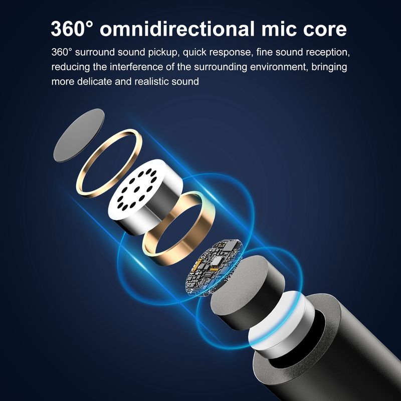Draadloze Lavalier Ruisonderdrukking Reverb Microfoon voor Type-C / USB-C Apparaat, Ondersteuning Telefoon Opladen (Zwart)_voghion.com
