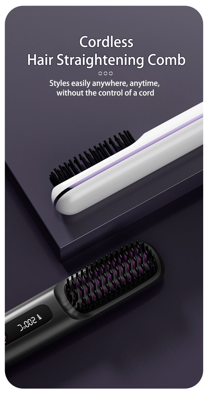 Plancha de pelo LCD Plancha de pelo de iones negativos Rizador perezoso Alisador de cabello Férula de doble uso Peine rizador eléctrico_voghion.com