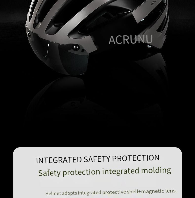 Casque de vélo moulé intégré avec pare-brise et éclairage magnétique_voghion.com