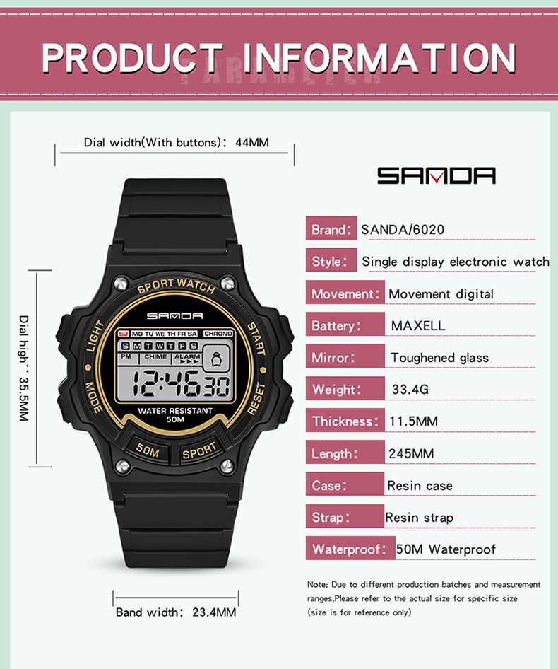 Reloj de moda Sanda de estilo popular y multicolor para actividades al aire libre, para estudiantes de secundaria, para hombres y mujeres_voghion.com