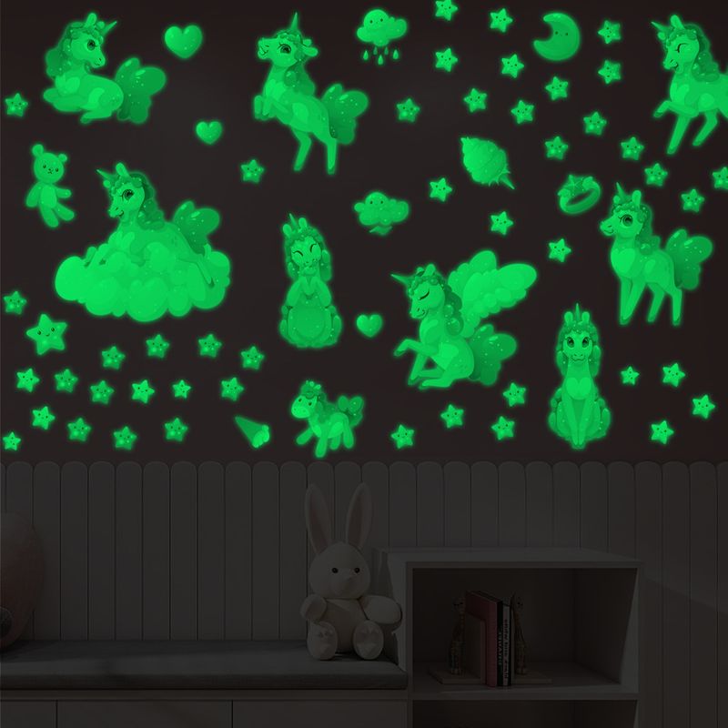 Cartoon AFG3578 blue-green unicorn wall customized luminous sticker_voghion.com