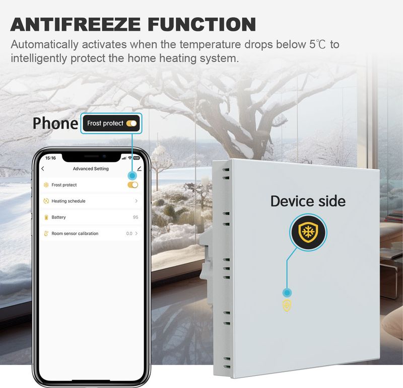 Tuy WiFi Älykäs Termostaatti Sähkölämmitykselle tai Lämmitysvesikattilalle Digitaalinen Etätermostaatti Google Homeen_voghion.com