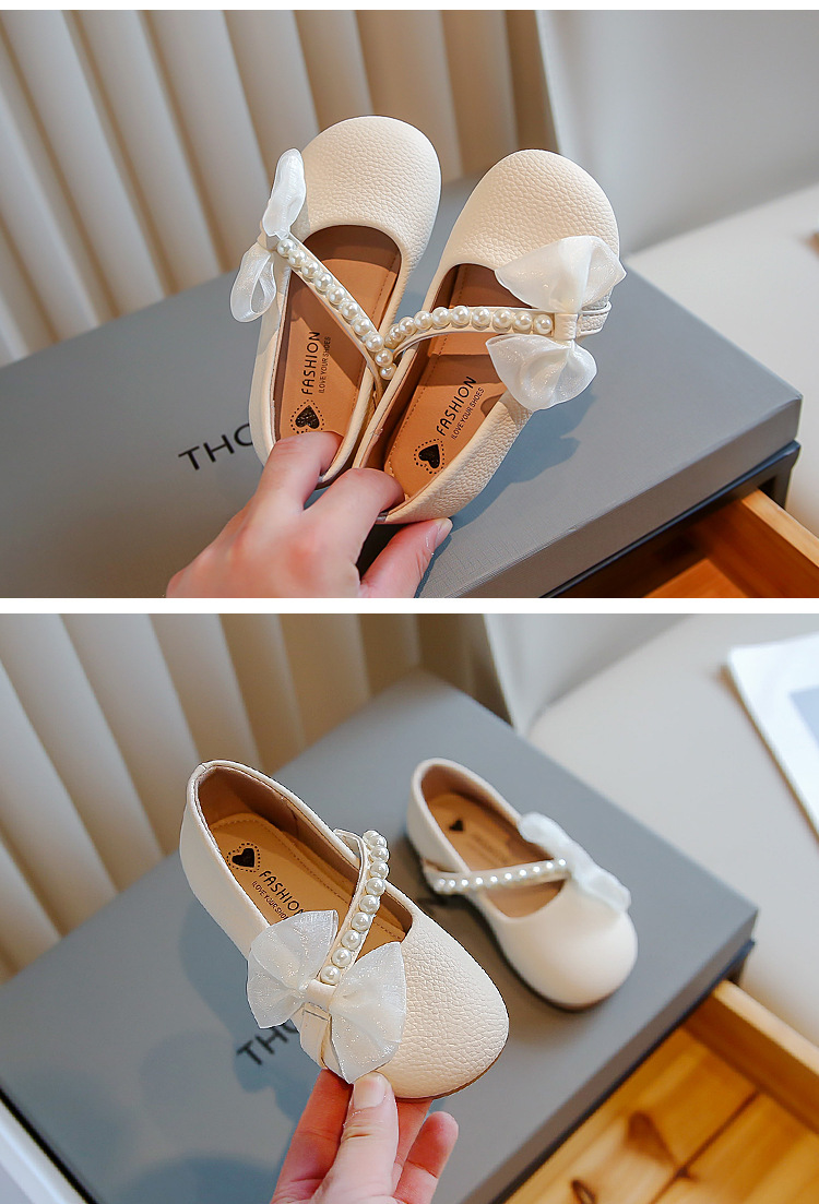 Mutter & Kinder Mode leder schuhe für mädchen Prinzessin Perle bogen süße einzelnen schuhe weiche sohlen baby wanderschuhe_voghion.com