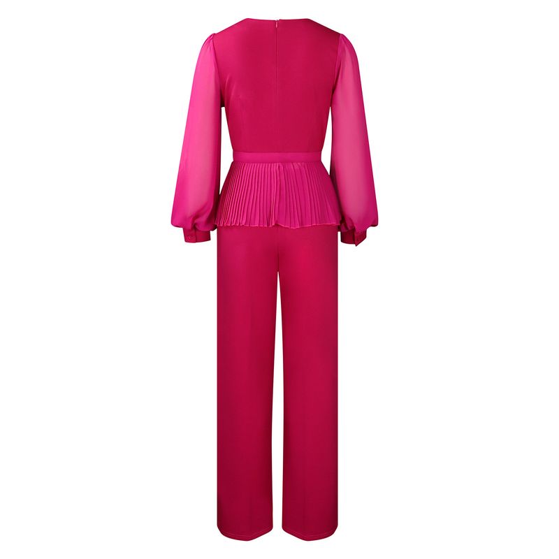 Ropa de mujer Nueva moda tradicional Tongle Top de manga larga Pantalones de pierna ancha Traje de dos piezas_voghion.com