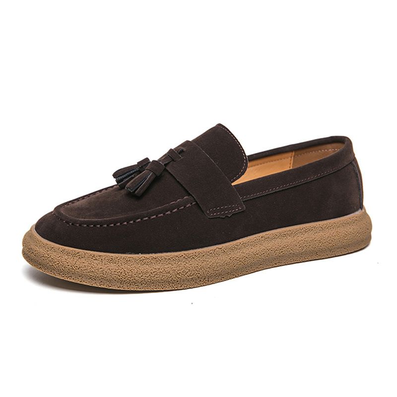 Bean For Men Autumn Tassels, Faule Menschen mit einem Fuß auf Loafern, Vielseitige koreanische Version Mattleder Kocharbeit_voghion.com