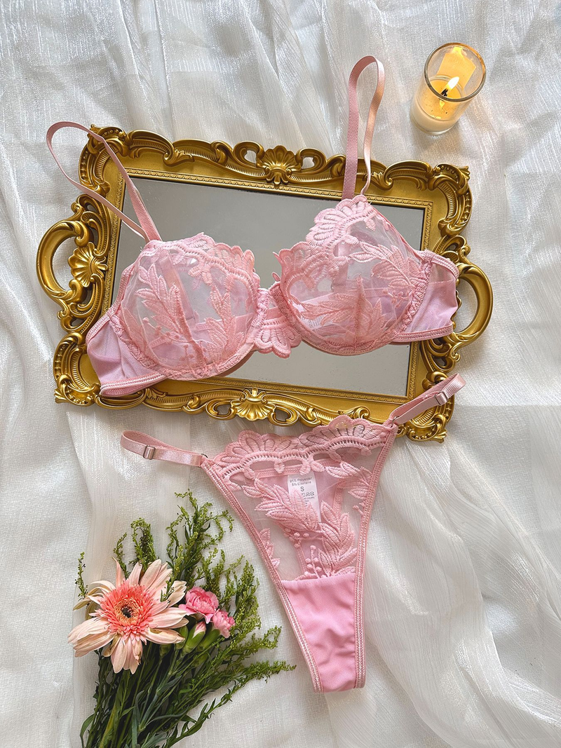 Kagano Cross Border Außenhandel Neue Multi Farbe Sexy Stickerei Perspektive Mesh Spitze Gesammelt Sexy Unterwäsche Set Für Frauen_voghion.com