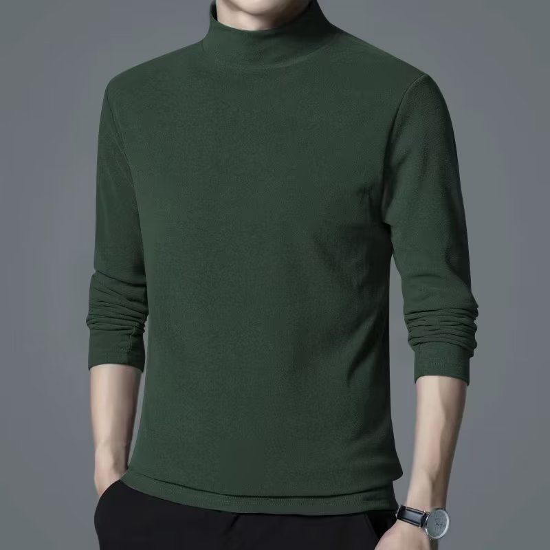 Men's Clothing Long sleeve T-shirt men's half turtleneck solid color all-match casual inner mid collar bottoming shirt trendy autumn and winter shirt_voghion.com