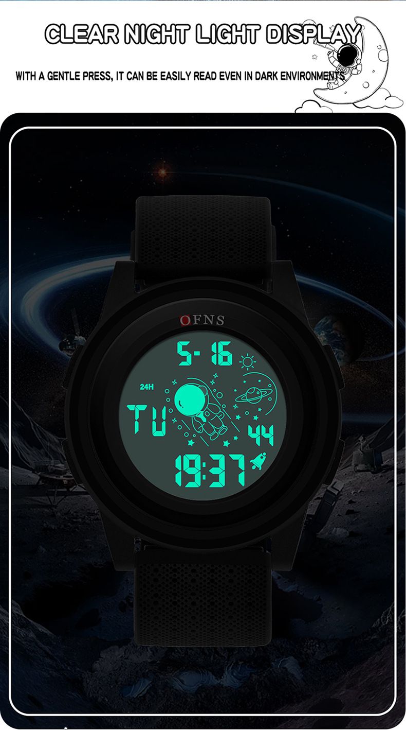 Digital Sports Watch With Astronaut Design – 50M Waterproof, LED Backlight, Countdown Timer & Dual Time – Lightweight TPU Strap_voghion.com
