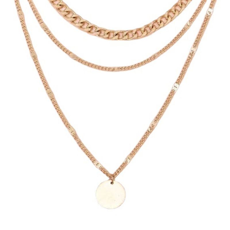 Modieuze meerlaagse ketting voor vrouwen met een minimalistisch temperament, een coole en onverschillige stijl. Ronde hanger gemaakt_voghion.com