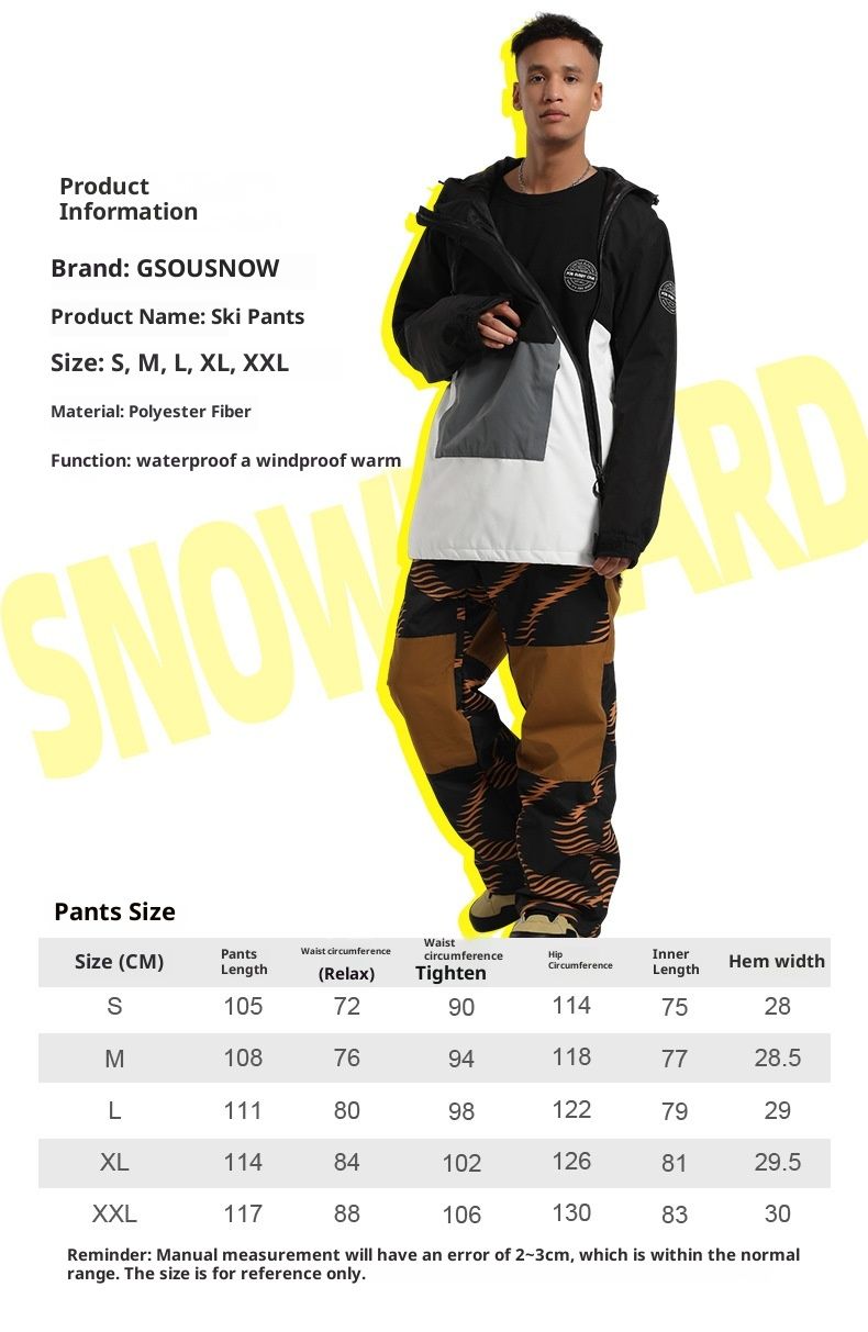 001 New Winter Pants For Women, Snowboard And Skiing, Thickened Windproof Warm Color Block Loose Snow Pants, Men's Ski_voghion.com