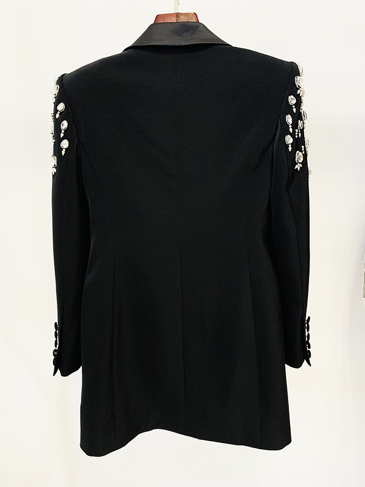 Modische Slim-Fit-Anzugjacke mit Perlen und Diamanten für Damen_voghion.com