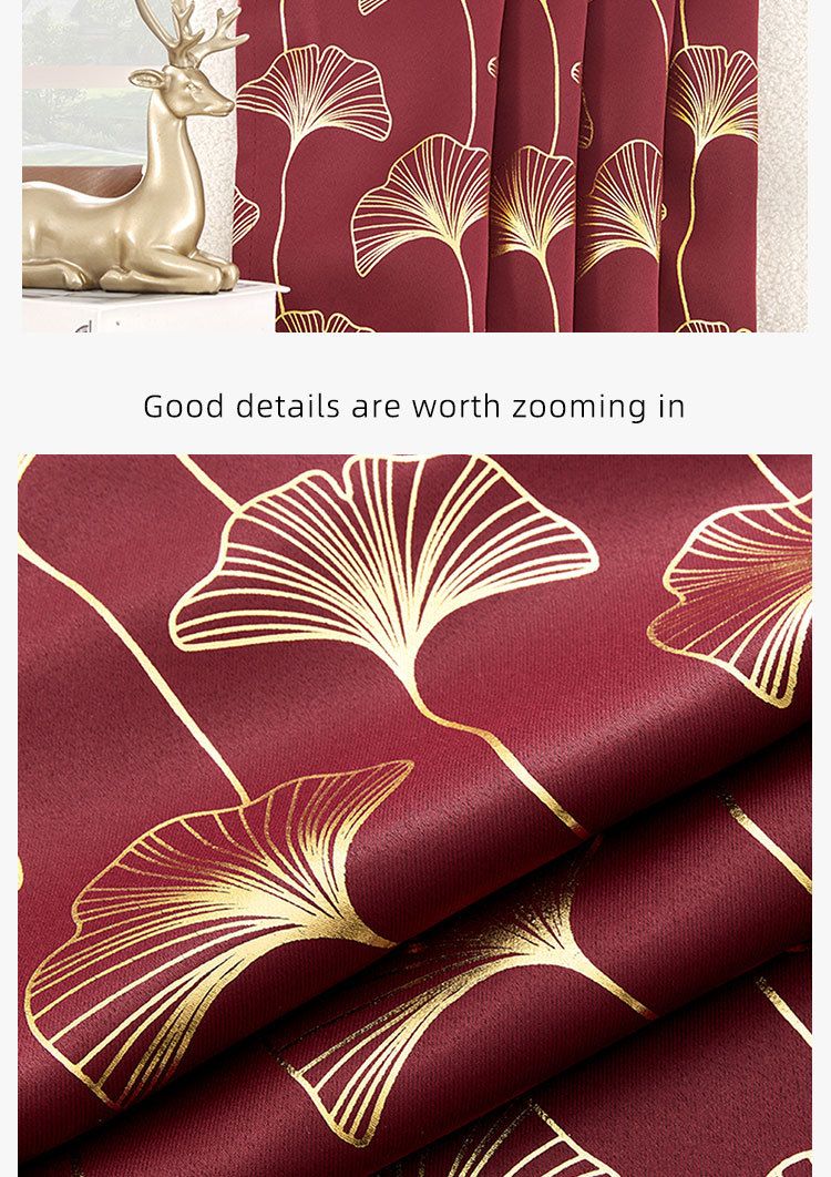 Ginkgo Leaf Curtains Blackout Warmth Cold Special Curtains_voghion.com