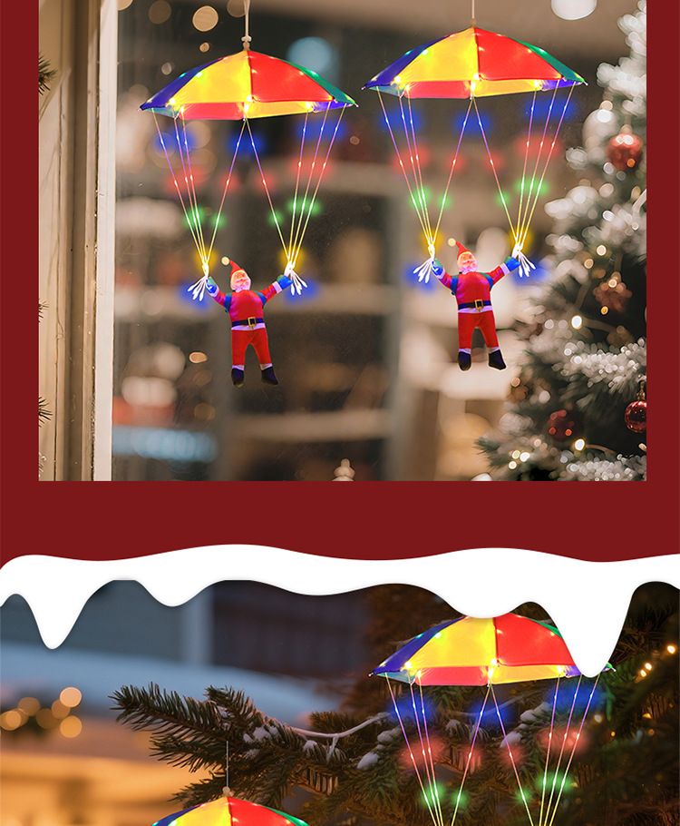 Cross-Border New Product Elderly Courtyard Eaves Hanging Decorative Leather Line Lights Christmas Parachute Light String_voghion.com